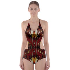 Fantasy Flowers And Leather In A World Of Harmony Cut-out One Piece Swimsuit by pepitasart