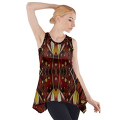 Fantasy Flowers And Leather In A World Of Harmony Side Drop Tank Tunic