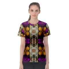 Contemplative Floral And Pearls  Women s Sport Mesh Tee