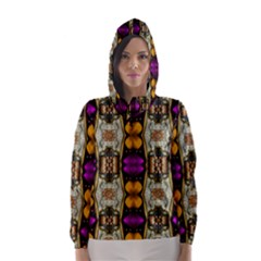 Contemplative Floral And Pearls  Hooded Wind Breaker (women)