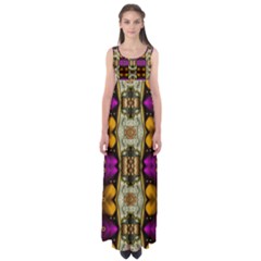 Contemplative Floral And Pearls  Empire Waist Maxi Dress