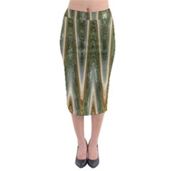 Green Brown Zigzag Midi Pencil Skirt