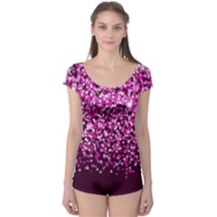 Pink Glitter Rain Boyleg Leotard (ladies)