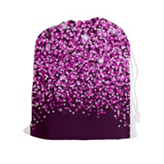 Pink Glitter Rain Drawstring Pouches (xxl)