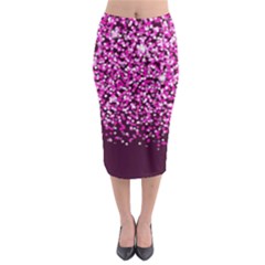 Pink Glitter Rain Midi Pencil Skirt