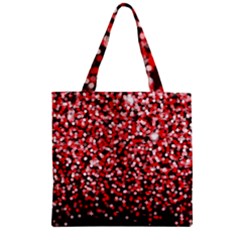 Red Glitter Rain Zipper Grocery Tote Bag