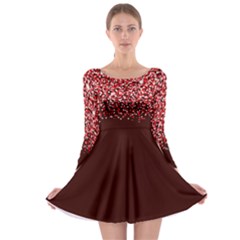 Red Glitter Rain Long Sleeve Skater Dress