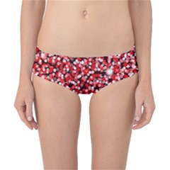 Red Glitter Rain Classic Bikini Bottoms