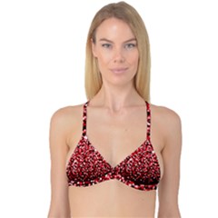 Red Glitter Rain Reversible Tri Bikini Top