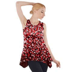 Red Glitter Rain Side Drop Tank Tunic