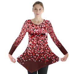 Red Glitter Rain Long Sleeve Tunic 