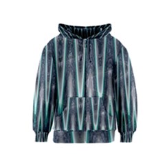 Blue Turquoise Zigzag Pattern Kids  Zipper Hoodie by BrightVibesDesign