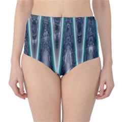 Blue Turquoise Zigzag Pattern High-waist Bikini Bottoms