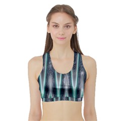 Blue Turquoise Zigzag Pattern Women s Sports Bra With Border