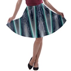 Blue Turquoise Zigzag Pattern A-line Skater Skirt