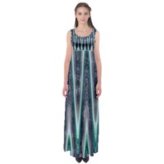 Blue Turquoise Zigzag Pattern Empire Waist Maxi Dress by BrightVibesDesign