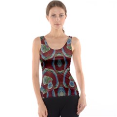 Fancy Maroon Blue Design Tank Top