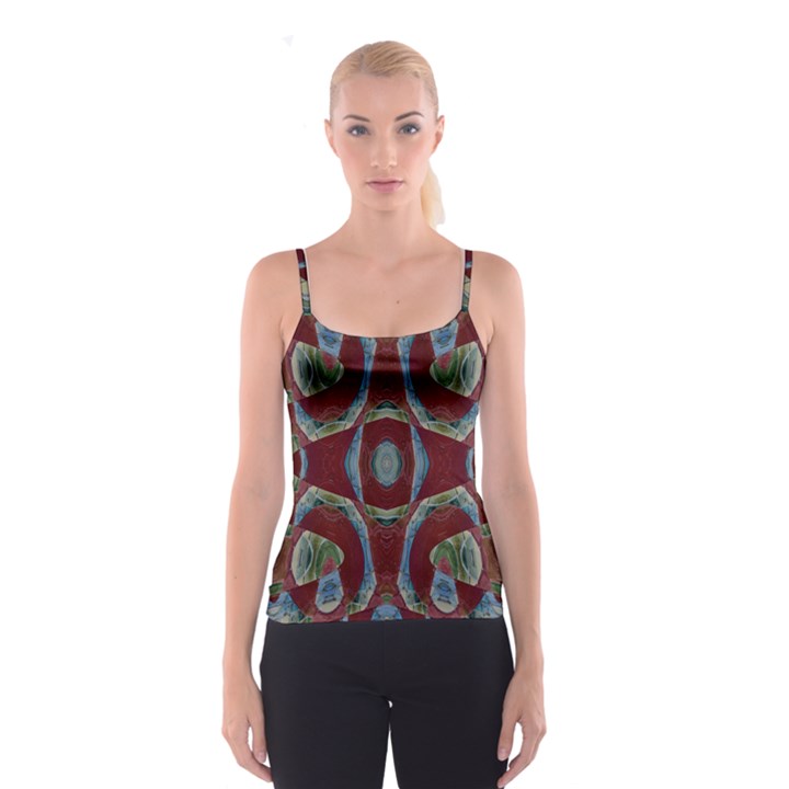 Fancy Maroon Blue Design Spaghetti Strap Top