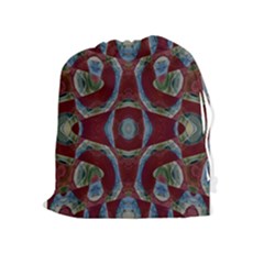 Fancy Maroon Blue Design Drawstring Pouches (extra Large)