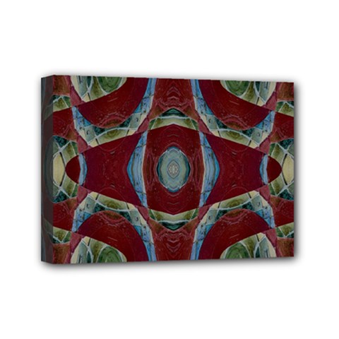 Fancy Maroon Blue Design Mini Canvas 7  X 5  by BrightVibesDesign