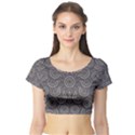 Geometric Boho Print Short Sleeve Crop Top (Tight Fit) View1