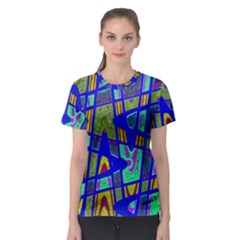 Bright Blue Mod Pop Art  Women s Sport Mesh Tee