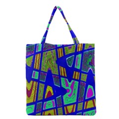 Bright Blue Mod Pop Art  Grocery Tote Bag by BrightVibesDesign