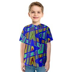 Bright Blue Mod Pop Art  Kid s Sport Mesh Tee