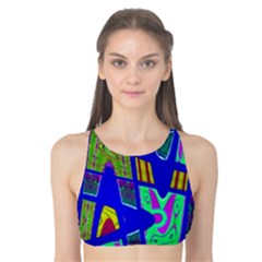 Bright Blue Mod Pop Art  Tank Bikini Top