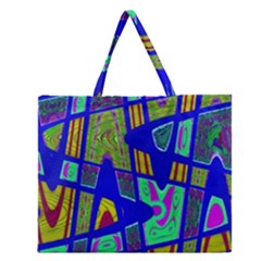 Bright Blue Mod Pop Art  Zipper Large Tote Bag