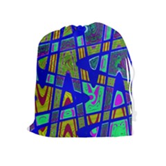 Bright Blue Mod Pop Art  Drawstring Pouches (extra Large)