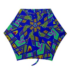 Bright Blue Mod Pop Art  Mini Folding Umbrellas