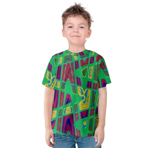 Bright Green Mod Pop Art Kid s Cotton Tee by BrightVibesDesign