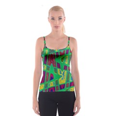 Bright Green Mod Pop Art Spaghetti Strap Top by BrightVibesDesign