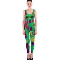 Bright Green Mod Pop Art Onepiece Catsuit