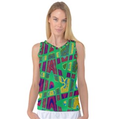 Bright Green Mod Pop Art Women s Basketball Tank Top by BrightVibesDesign