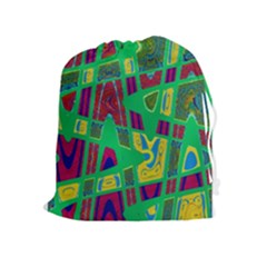 Bright Green Mod Pop Art Drawstring Pouches (extra Large)