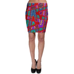 Bright Red Mod Pop Art Bodycon Skirt