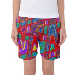 Bright Red Mod Pop Art Women s Basketball Shorts