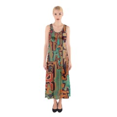 Brown Green Texture                              Full Print Maxi Dress