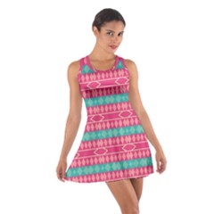 Pink Blue Rhombus Pattern                               Cotton Racerback Dress