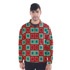 Blue Red Squares Pattern                                Wind Breaker (men) by LalyLauraFLM