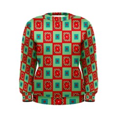 Blue Red Squares Pattern                                 Women s Sweatshirt by LalyLauraFLM