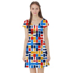 Colorful Shapes                                  Short Sleeve Skater Dress by LalyLauraFLM