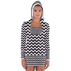 Black & White Zigzag Pattern Women s Long Sleeve Hooded T-shirt by Zandiepants