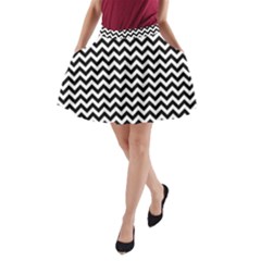 Black & White Zigzag Pattern A-line Pocket Skirt