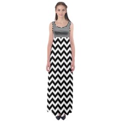 Black & White Zigzag Pattern Empire Waist Maxi Dress