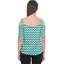 Emerald Green & White Zigzag Pattern Women s Cutout Shoulder Tee View2