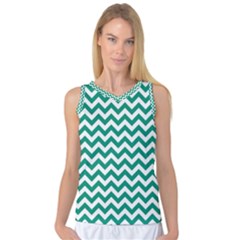 Emerald Green & White Zigzag Pattern Women s Basketball Tank Top by Zandiepants