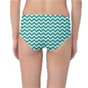 Emerald Green & White Zigzag Pattern Mid-Waist Bikini Bottoms View2